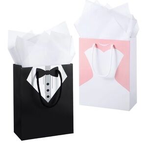 Bridal Party Bags for 12 Guests 9 × 7.5 × 3.5
Inch with 12 Tissue Paper